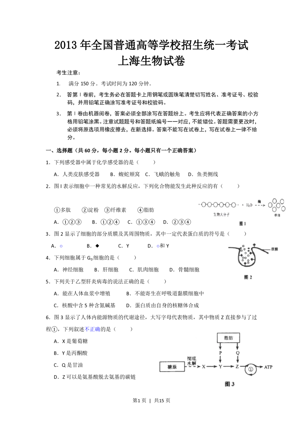 2013年高考生物试卷（上海）（空白卷）_生物历年高考真题_新&middot;PDF版2008-2025&middot;高考生物真题_生物（按试卷类型分类）2008-2025_自主命题卷&middot;生物（2008-2025）_上海自主命题&middot;生物（2008-2022）