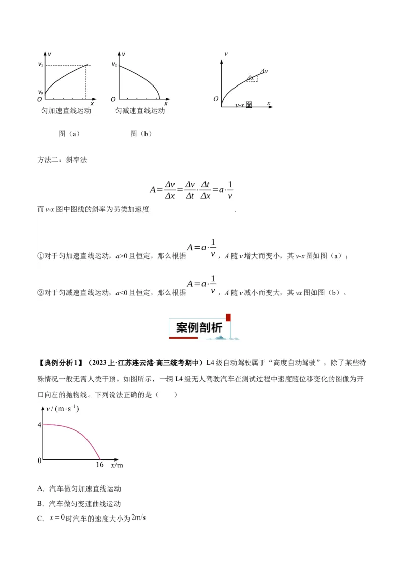 专题01运动学常见的图像分析（原卷版）_2025高中物理模型方法技巧高三复习专题练习讲义_高考物理图像与方法