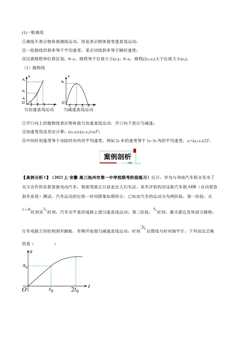 专题01运动学常见的图像分析（原卷版）_2025高中物理模型方法技巧高三复习专题练习讲义_高考物理图像与方法