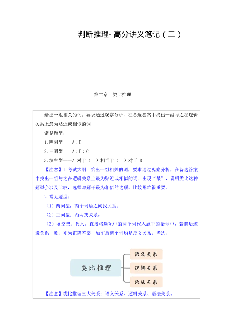 行测高分讲义笔记判断推理重点必看_三桶油_中海油_2-中海油招聘考试-通用能力_判断推理模块知识点讲义+题库_强化训练判断推理题库（含解析）
