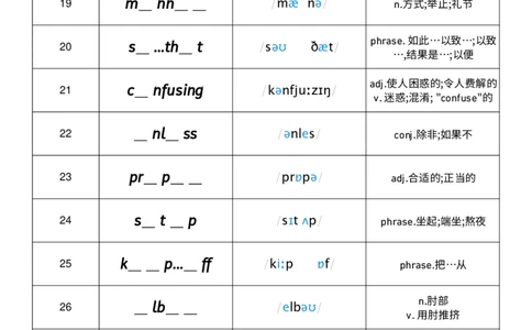 2026春人教版英语八下Unit6单词挖空_初中英语新版_最新人教版英语八年级下册_2026春新人教版八下（更新中）_04单词背诵默写8个表（全）