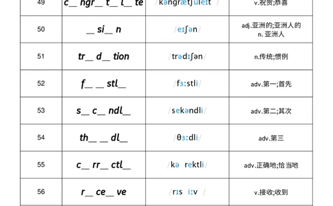 2026春人教版英语八下Unit6单词挖空_初中英语新版_最新人教版英语八年级下册_2026春新人教版八下（更新中）_04单词背诵默写8个表（全）