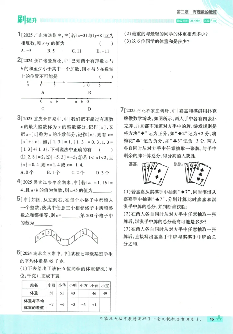 2026《初中必刷题》数学(RJ)7上_2026《初中必刷题》全科多版本_2025秋_2026版初中《必刷题》7年级上册（7科全）（多版本合集）_2026版初中《必刷题》7年级上册（数学）（人教）
