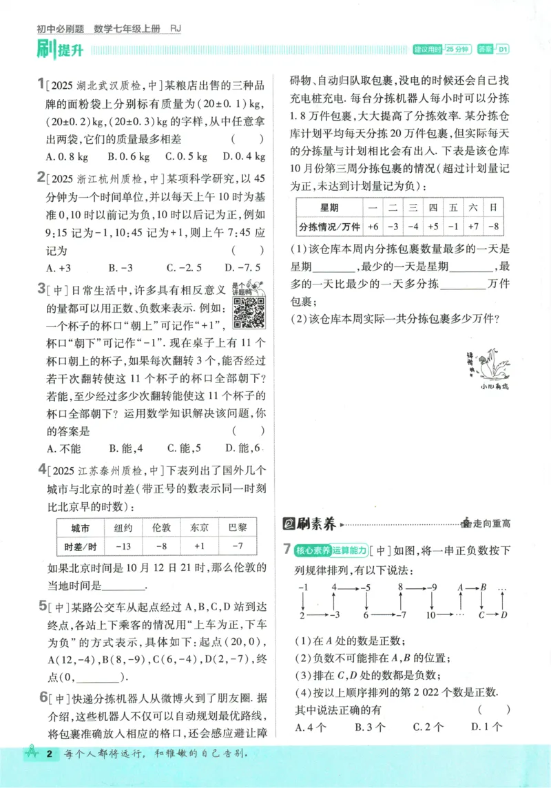 2026《初中必刷题》数学(RJ)7上_2026《初中必刷题》全科多版本_2025秋_2026版初中《必刷题》7年级上册（7科全）（多版本合集）_2026版初中《必刷题》7年级上册（数学）（人教）