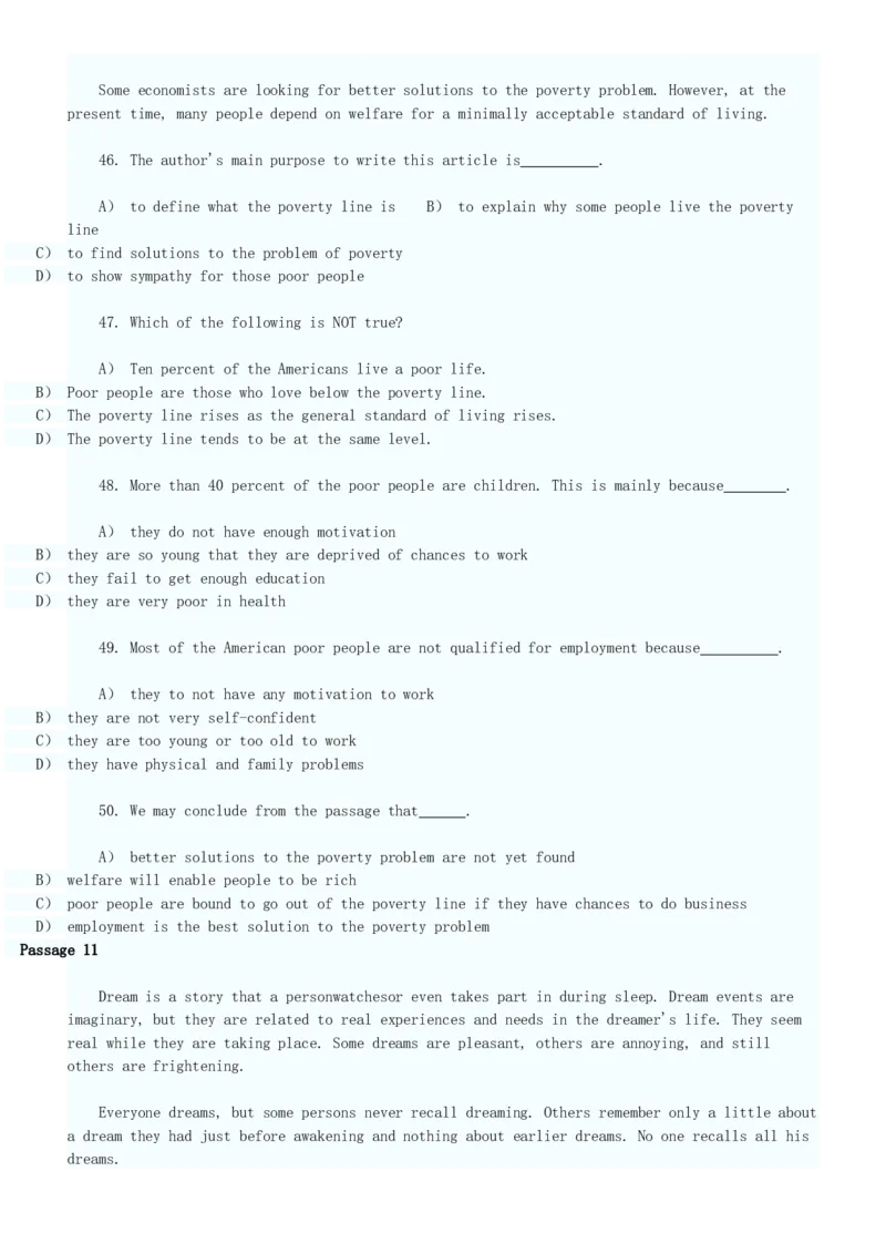 英语阅读理解试题及答案_2025春招题库汇总_国企题库_中国烟草_3Yancao笔试专业完整知识点（仅需看本专业）_3.7英语_3.英语阅读理解