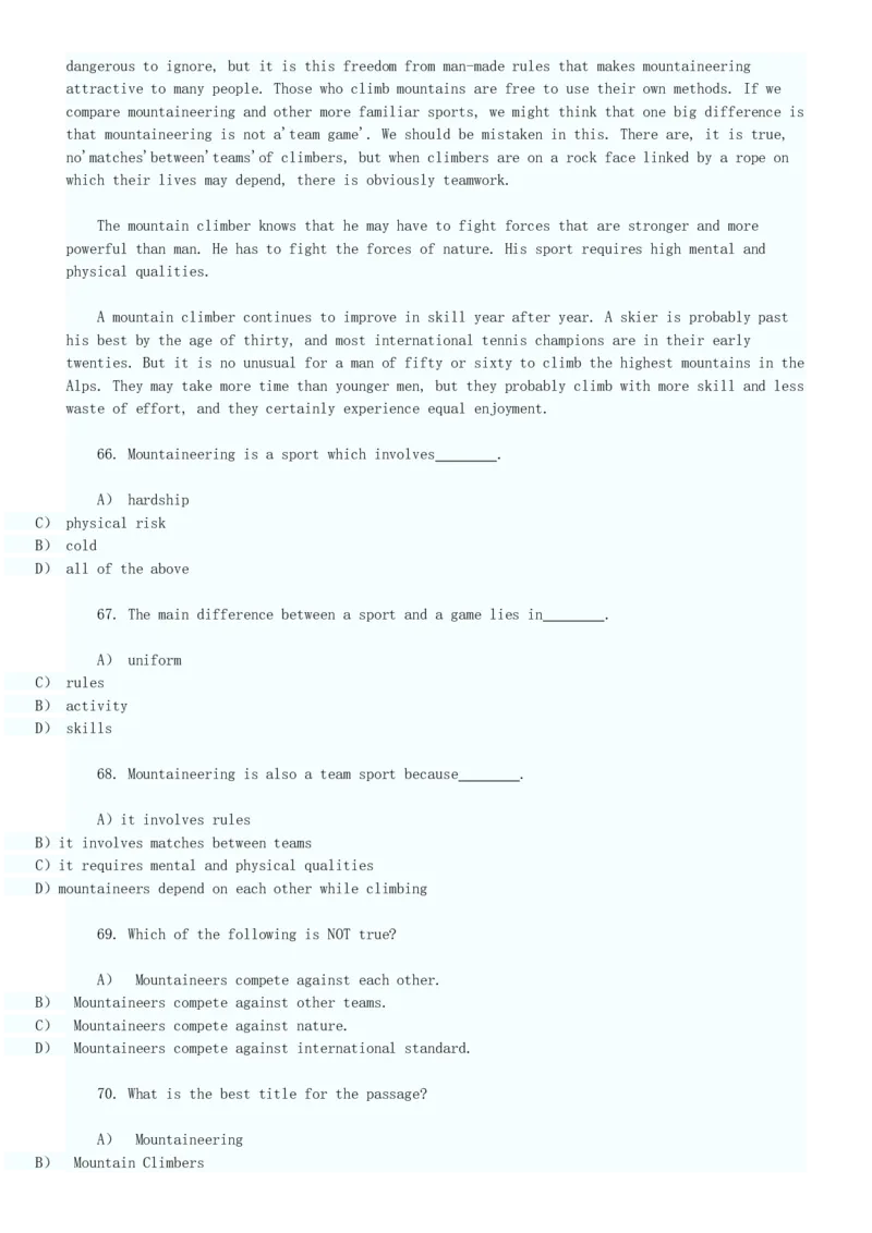 英语阅读理解试题及答案_2025春招题库汇总_国企题库_中国烟草_3Yancao笔试专业完整知识点（仅需看本专业）_3.7英语_3.英语阅读理解