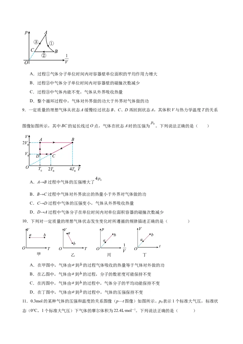 专题08热学中的图像（原卷版）_2025高中物理模型方法技巧高三复习专题练习讲义_高考物理图像与方法