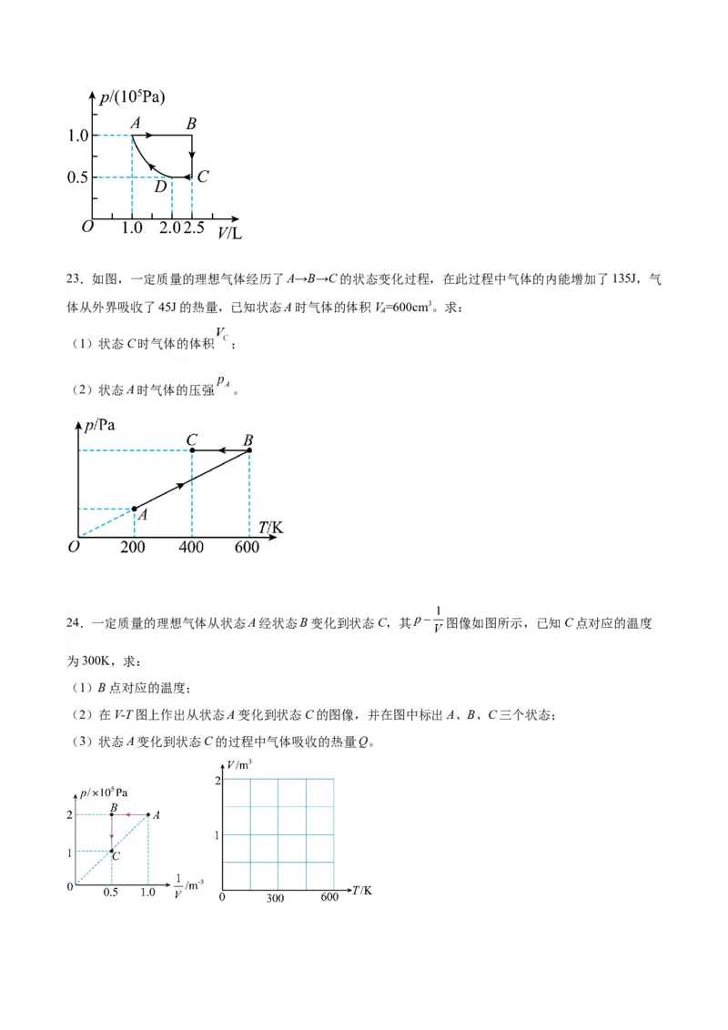 专题08热学中的图像（原卷版）_2025高中物理模型方法技巧高三复习专题练习讲义_高考物理图像与方法