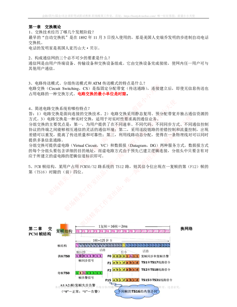 通信类-现代交换复习知识点_三桶油_中国石油_中石油笔试_笔试。！_7-专业测试部分（仅需看自己专业即可）_3.14通信类