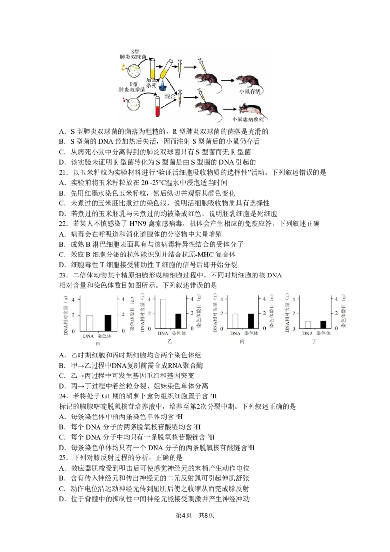 2017年高考生物试卷（浙江）4月（空白卷）_生物历年高考真题_新&middot;PDF版2008-2025&middot;高考生物真题_生物（按年份分类）2008-2025_2017&middot;高考生物真题