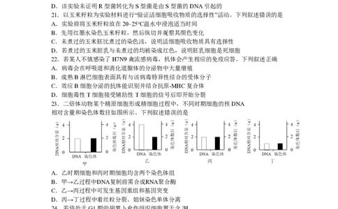 2017年高考生物试卷（浙江）4月（空白卷）_生物历年高考真题_新&middot;PDF版2008-2025&middot;高考生物真题_生物（按年份分类）2008-2025_2017&middot;高考生物真题