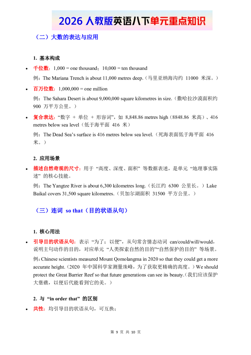 2026春人教版英语八下单元重点知识Unit4_初中英语新版_最新人教版英语八年级下册_2026春新人教版八下（更新中）_15单元重点知识讲解