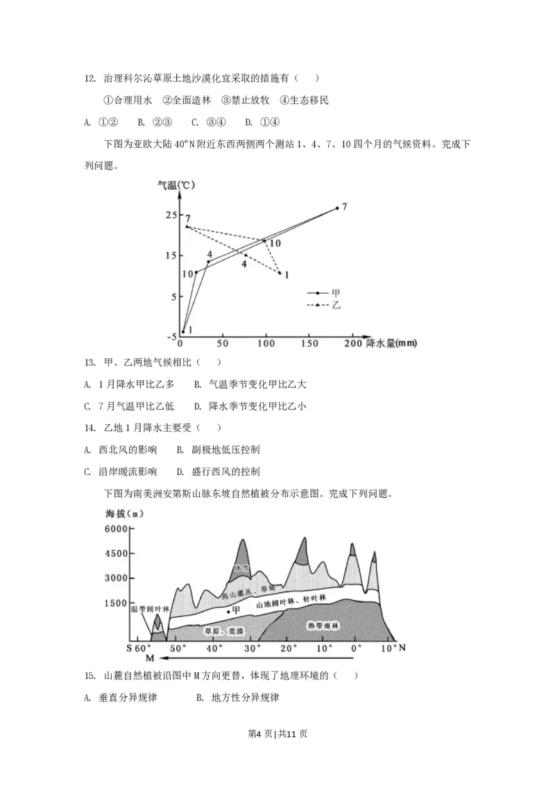 2018年高考地理试卷（浙江）（11月）（空白卷）_地理历年高考真题_新&middot;PDF版2008-2025&middot;高考地理真题_地理（按试卷类型分类）2008-2025_自主命题卷&middot;地理（2008-2025）