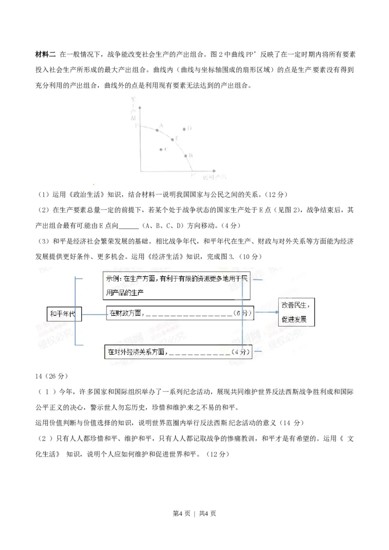 2015年高考政治试卷（重庆）（空白卷）_政治历年高考真题_新&middot;PDF版2008-2025&middot;高考政治真题_政治（按试卷类型分类）2008-2025_自主命题卷&middot;政治（2008-2025）