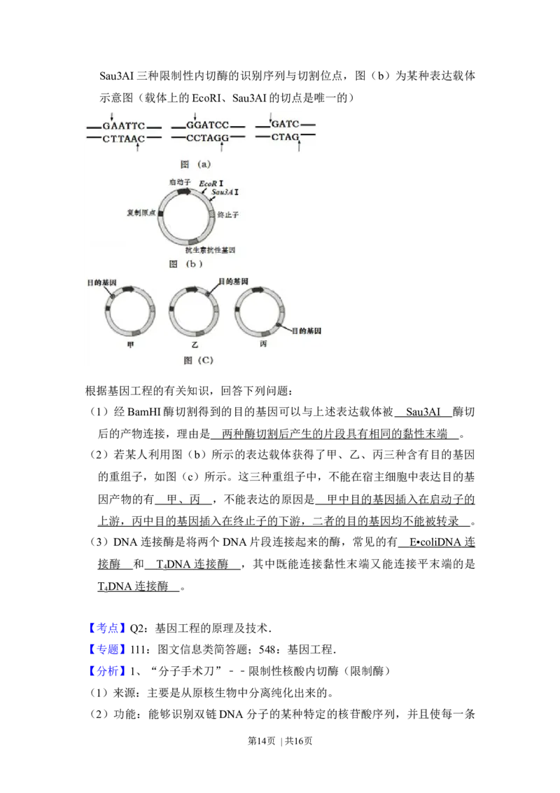 2016年高考生物试卷（新课标Ⅲ）（解析卷）_生物历年高考真题_新&middot;Word版2008-2025&middot;高考生物真题_生物（按年份分类）2008-2025_2016&middot;高考生物真题