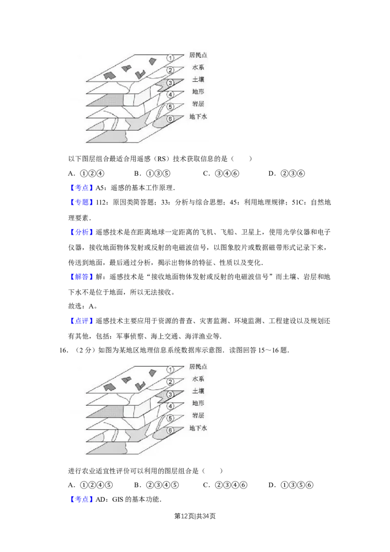2016年高考地理试卷（江苏）（解析卷）_地理历年高考真题_新&middot;Word版2008-2025&middot;高考地理真题_地理（按年份分类）2008-2025_2016&middot;地理高考真题
