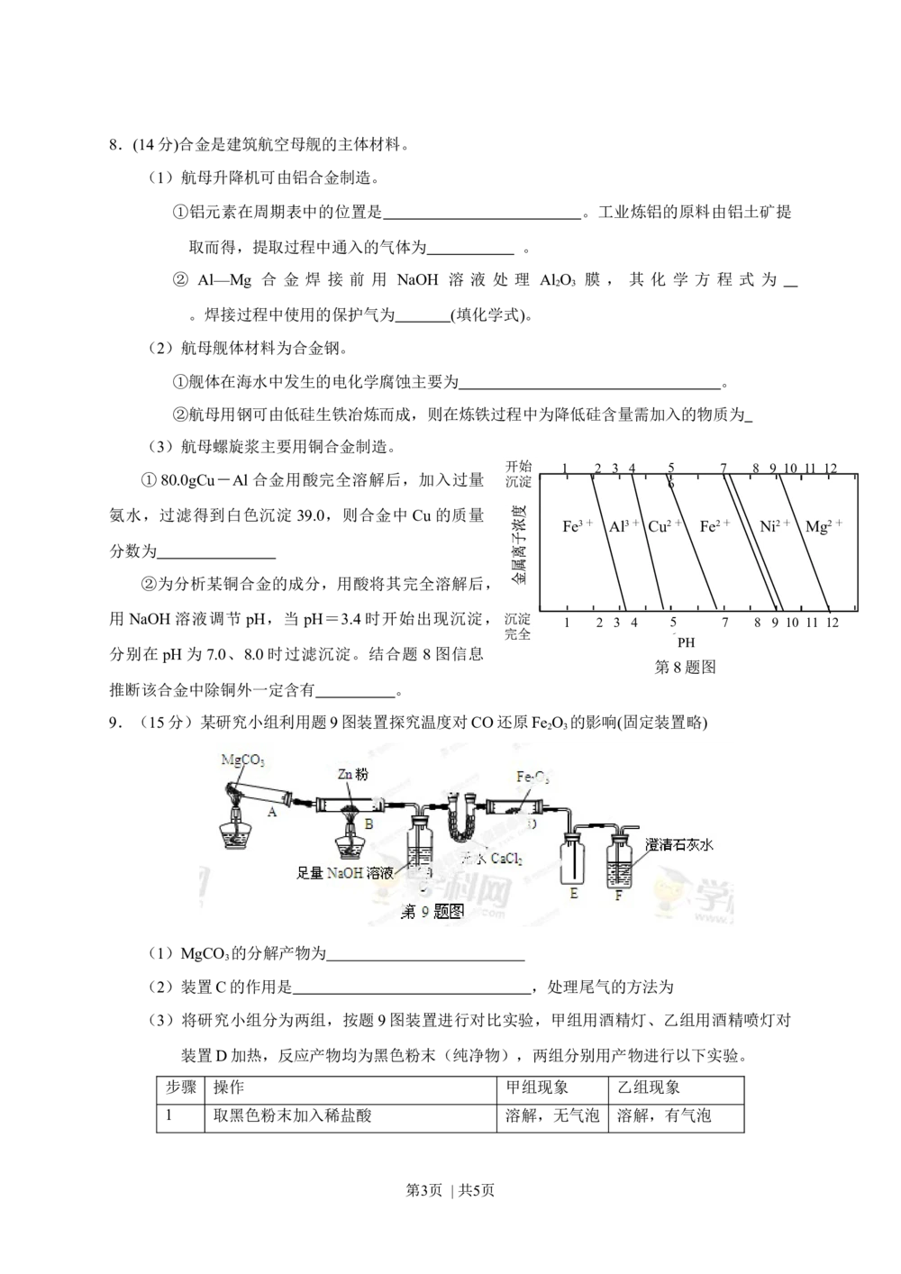 2013年高考化学试卷（重庆）（空白卷）_历年高考真题合集_化学历年高考真题_新&middot;Word版2008-2025&middot;高考化学真题_化学（按年份分类）2008-2025_2013&middot;高考化学真题