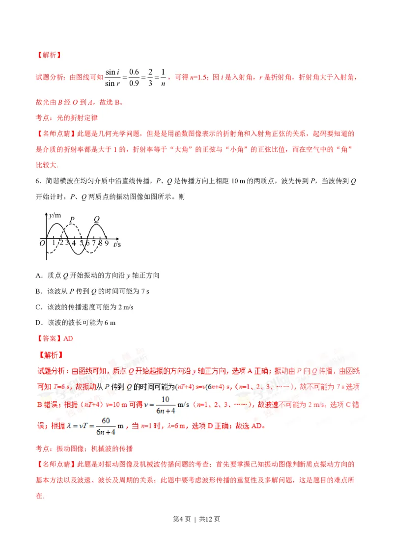 2016年高考物理试卷（四川）（解析卷）_物理历年高考真题_新&middot;PDF版2008-2025&middot;高考物理真题_物理（按年份分类）2008-2025_2016&middot;高考物理真题