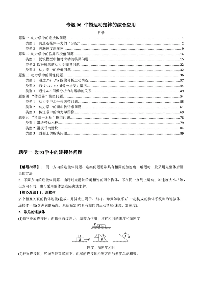 专题06牛顿运动定律的综合应用（解析版）_2025高中物理模型方法技巧高三复习专题练习讲义_新版高考物理模型与方法
