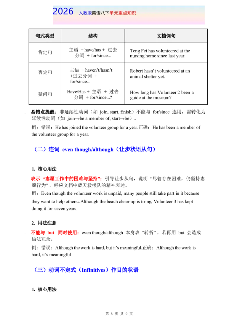 2026春人教版英语八下单元重点知识Unit8_初中英语新版_最新人教版英语八年级下册_2026春新人教版八下（更新中）_15单元重点知识讲解