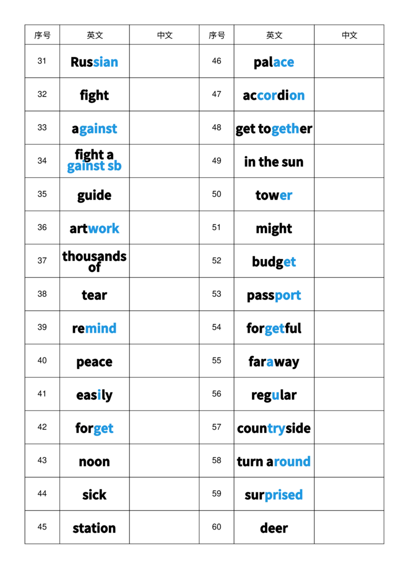 2025秋人教版八年级上册英语U1英译中单词默写_初中英语新版_最新人教版英语八年级上册_新版_初中英语8上新更新第三套可选择_10单词默写+字帖_单词表