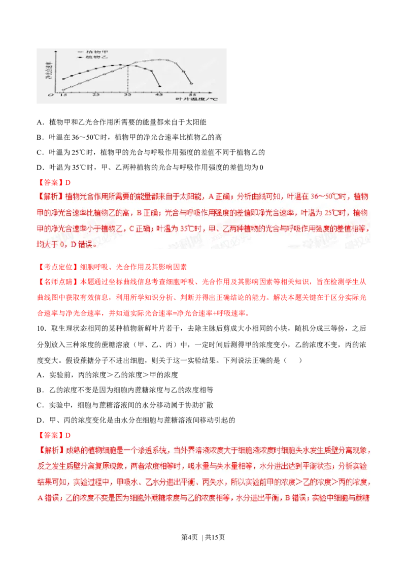 2015年高考生物试卷（海南）（解析卷）_生物历年高考真题_新&middot;Word版2008-2025&middot;高考生物真题_生物（按年份分类）2008-2025_2015&middot;高考生物真题