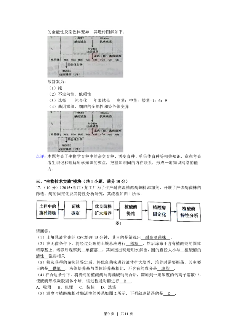 2015年高考生物试卷（浙江）（6月）（解析卷）_生物历年高考真题_新&middot;PDF版2008-2025&middot;高考生物真题_生物（按试卷类型分类）2008-2025_自主命题卷&middot;生物（2008-2025）