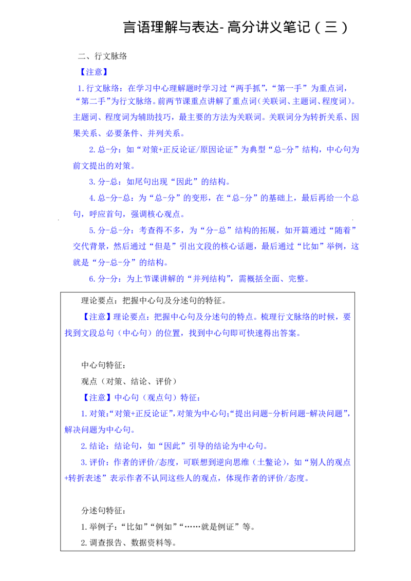 行测高分讲义笔记言语理解与表达重点必看_三桶油_中海油_2-中海油招聘考试-通用能力_言语理解模块知识点讲义+题库