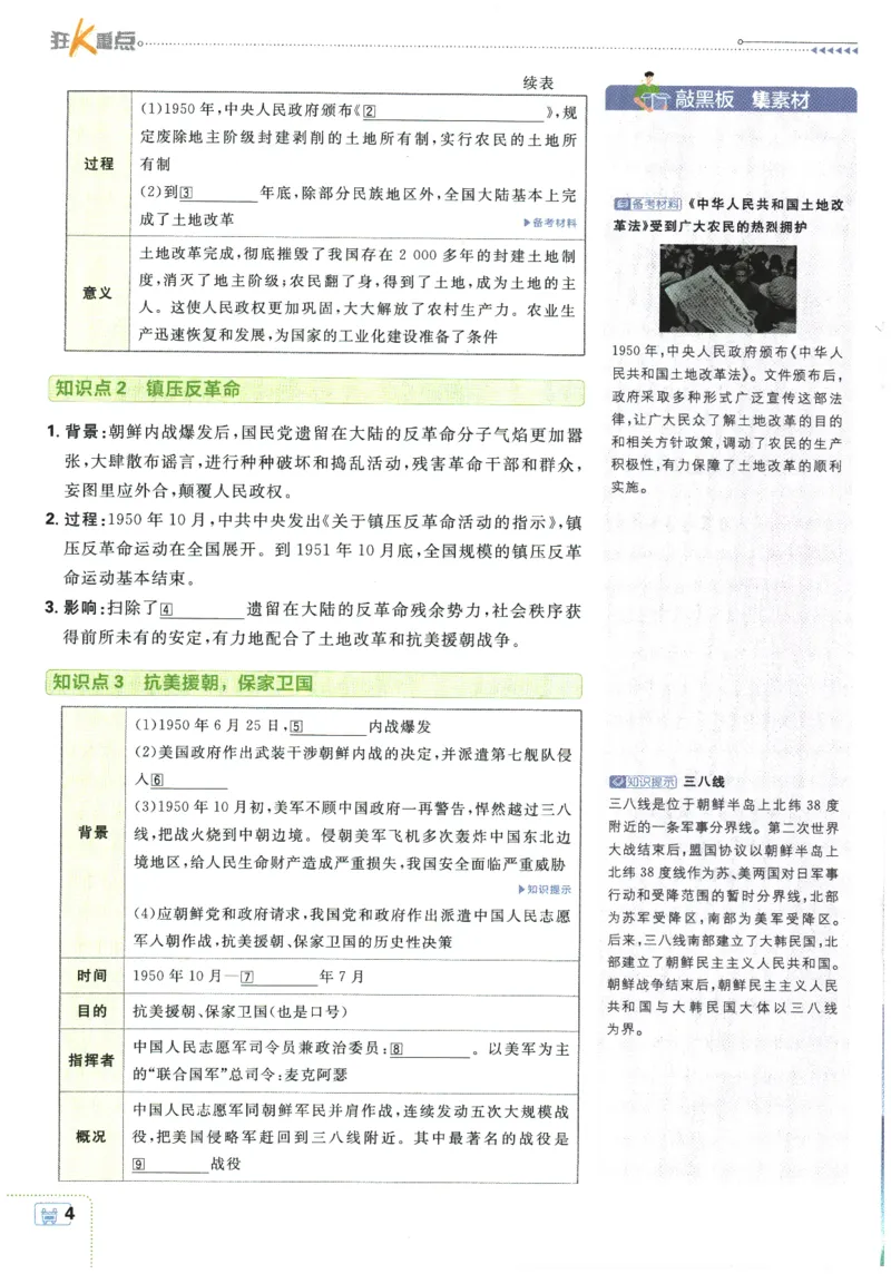 2026春《初中必刷题》历史RJ8下狂K重点_2026春《初中必刷题》历史RJ8下