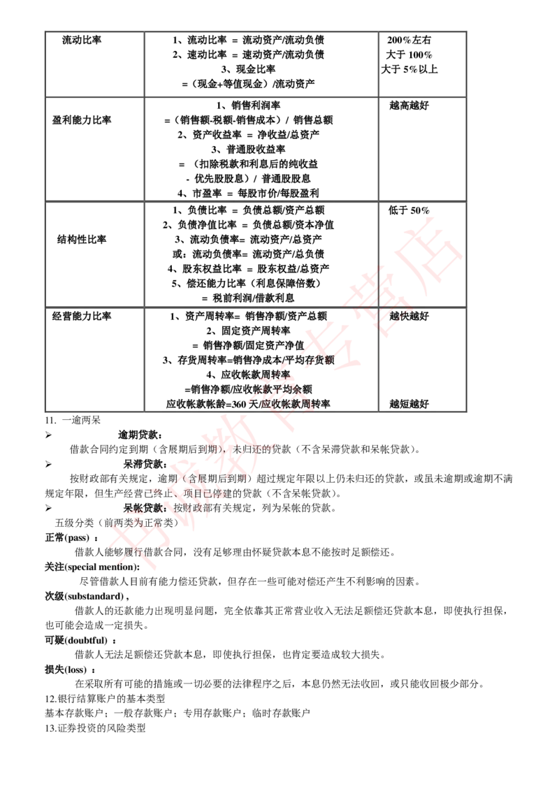 金融专项讲义--商业银行考点归纳总结（提高巩固篇）_2025春招题库汇总_十大行测题库_2023年十大热门题库更新中_09、易考汇总_银行笔试包含专业题_专项讲义