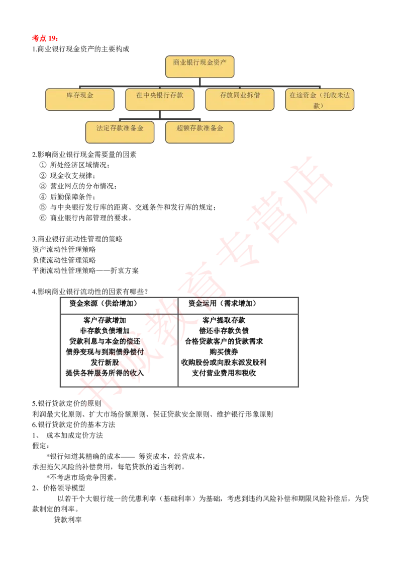 金融专项讲义--商业银行考点归纳总结（提高巩固篇）_2025春招题库汇总_十大行测题库_2023年十大热门题库更新中_09、易考汇总_银行笔试包含专业题_专项讲义