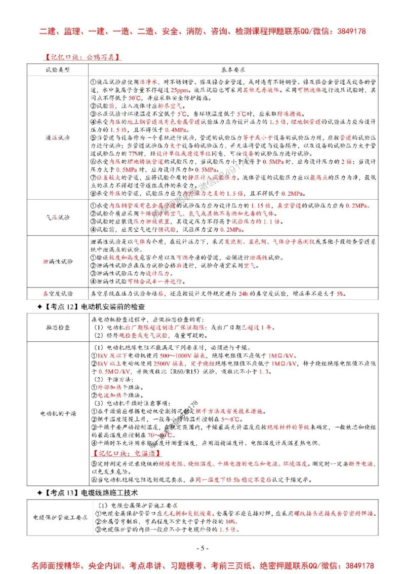 2025年一级建造师《机电工程管理与实务》考前七页纸_2026年一级建造师_2026年一建机电_2025年一建机电SVIP_05-考前密训✿央企特训✿机构普押_07-机电《央企内部7页纸》SMR推荐