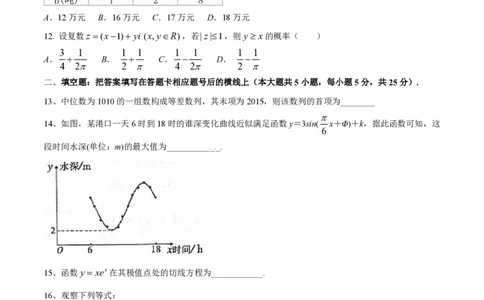 2015年高考数学试卷（文）（陕西）（空白卷）_历年高考真题合集_数学历年高考真题_新&middot;PDF版2008-2025&middot;高考数学真题_数学（按省份分类）2008-2025_2008-2025&middot;（陕西）数学高考真题