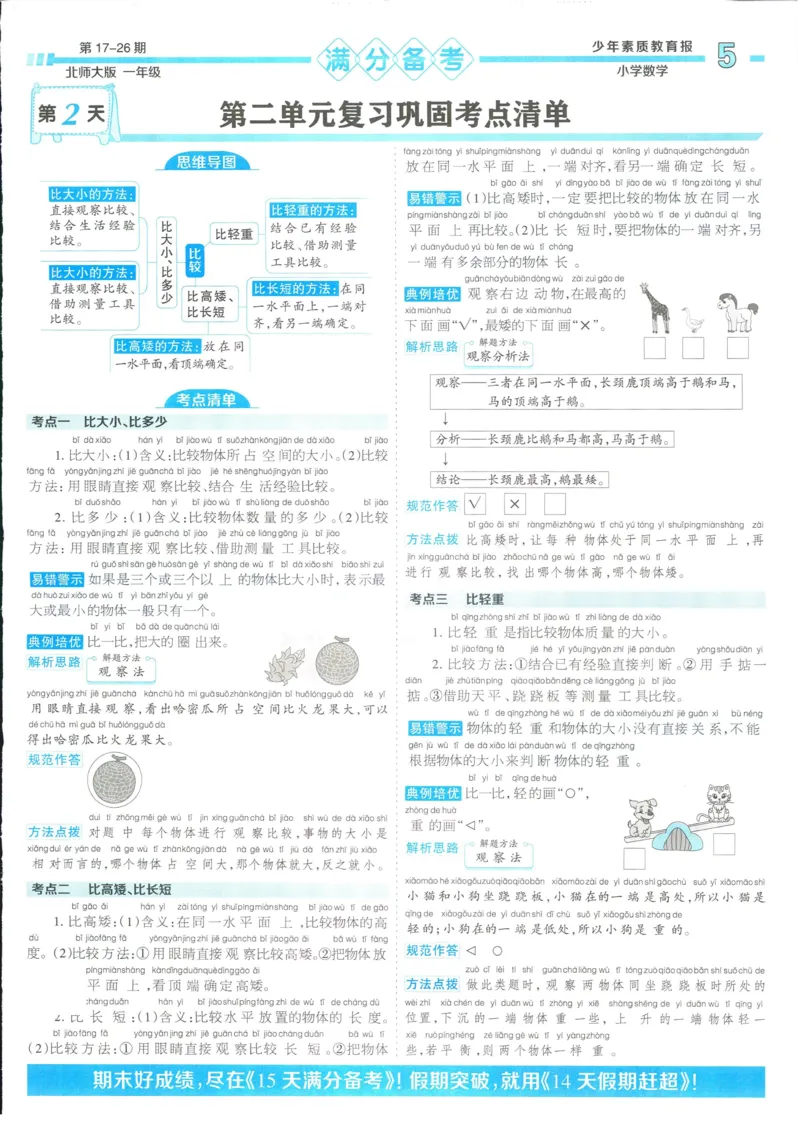 15天满分备考-1年级上册数学北师版(1)_2024年人教版小学数学一二三四五六年级上册下册期中期末试a0747_小学全科《同步练习+精品试卷》打包下载（1-6年级单元月考期中期末试卷）