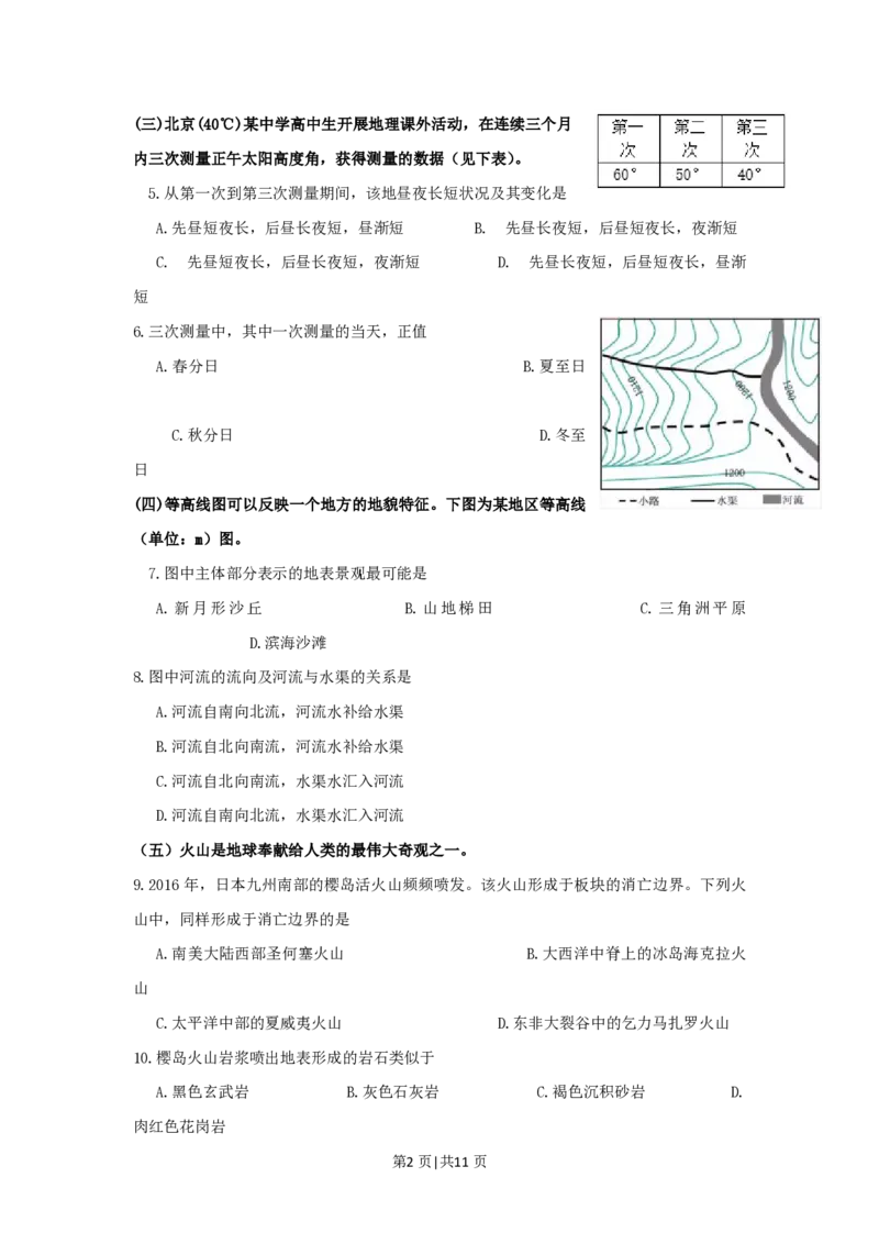 2016年高考地理试题（上海）（空白卷）_地理历年高考真题_新&middot;PDF版2008-2025&middot;高考地理真题_地理（按试卷类型分类）2008-2025_自主命题卷&middot;地理（2008-2025）