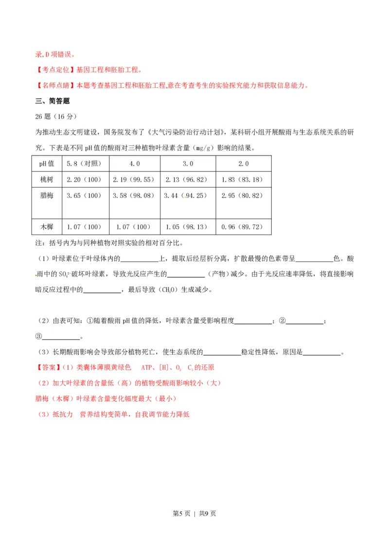 2015年高考生物试卷（广东）（解析卷）_生物历年高考真题_新&middot;PDF版2008-2025&middot;高考生物真题_生物（按试卷类型分类）2008-2025_自主命题卷&middot;生物（2008-2025）