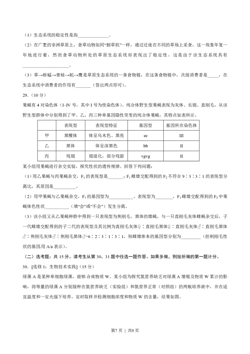 2017年高考生物试卷（海南）（空白卷）_生物历年高考真题_新&middot;PDF版2008-2025&middot;高考生物真题_生物（按年份分类）2008-2025_2017&middot;高考生物真题