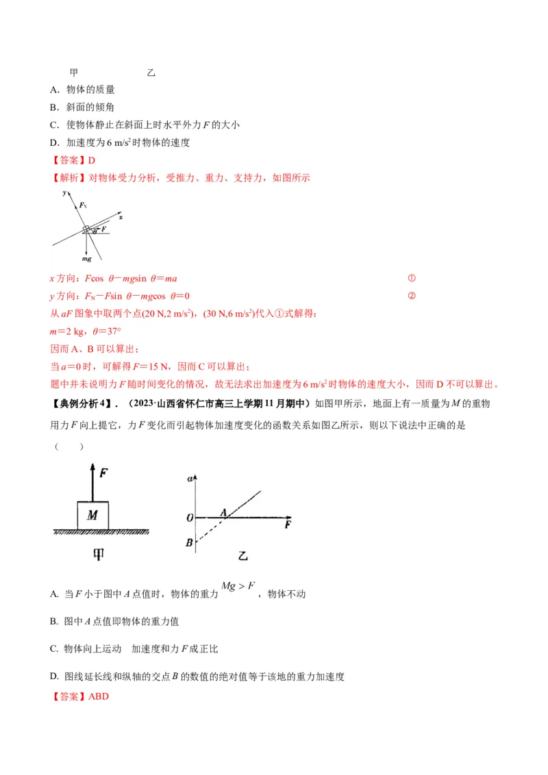 专题02动力学常见图像分析（解析版）_2025高中物理模型方法技巧高三复习专题练习讲义_高考物理图像与方法