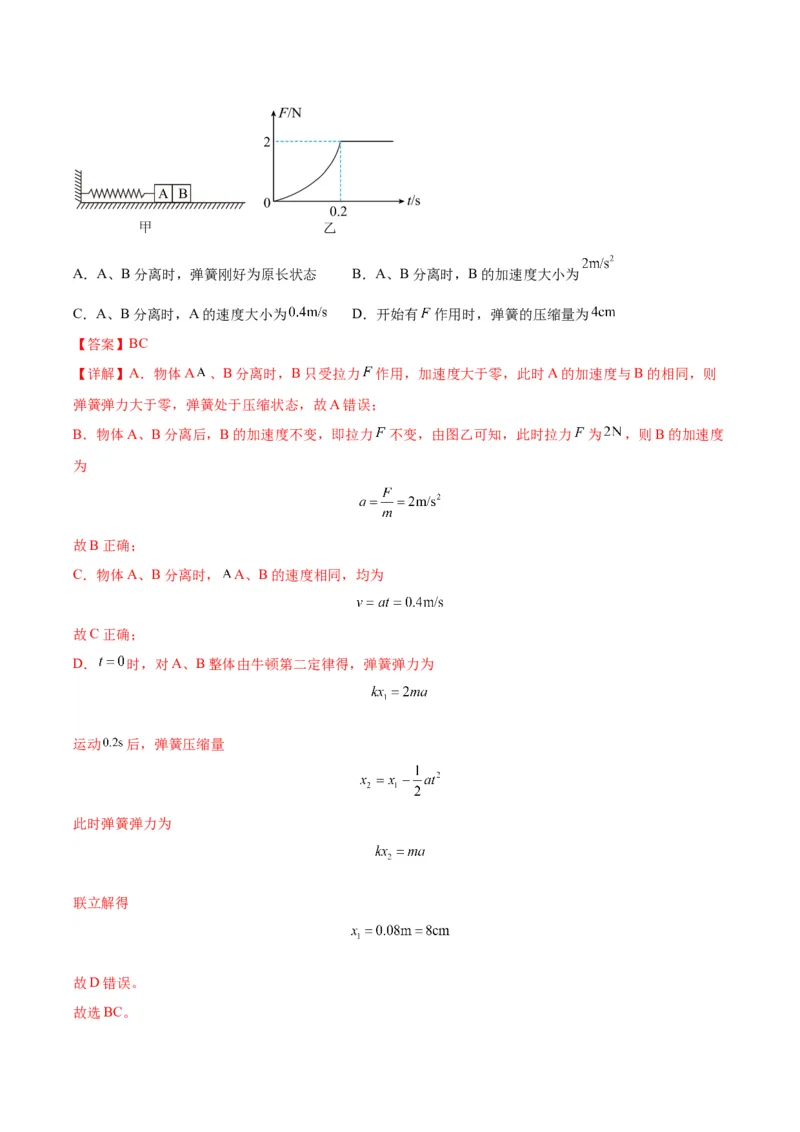 专题02动力学常见图像分析（解析版）_2025高中物理模型方法技巧高三复习专题练习讲义_高考物理图像与方法