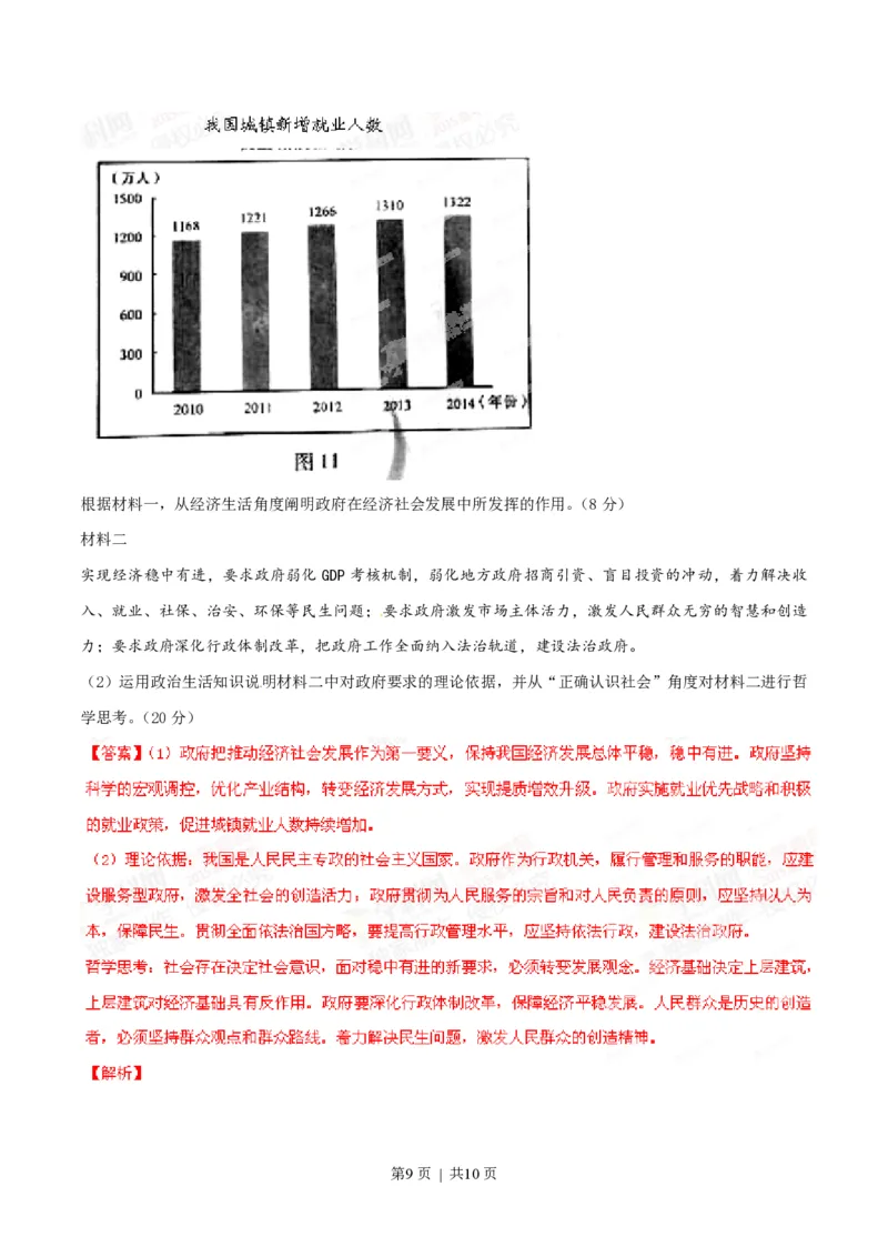 2015年高考政治试卷（安徽）（解析卷）_政治历年高考真题_新&middot;PDF版2008-2025&middot;高考政治真题_政治（按年份分类）2008-2025_2015&middot;政治高考真题