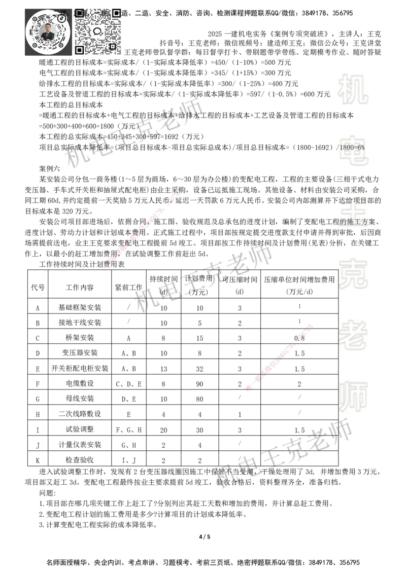 2025一建机电案例班-专题3成本管理_2026年一级建造师_2026年一建机电_2025年一建机电SVIP_04-冲刺串讲✿考点强化✿小灶集训_49-机电《案例专项班》王克SMR_讲义