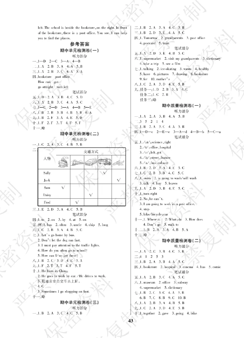A+题优名卷期中-R6英上_扫描版_语数英1-6年级期中试卷电子版A+题优名卷_英语-人教版