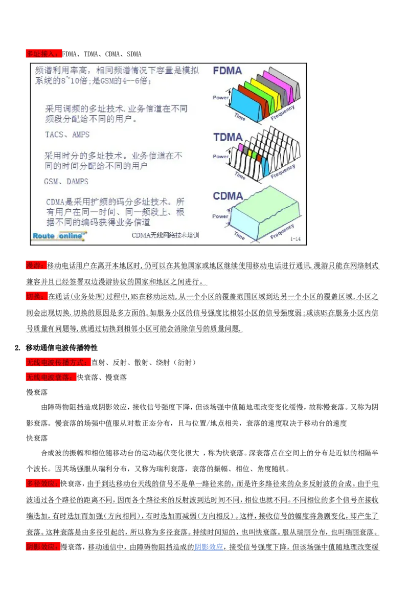 通信类方向专业面高频考查知识点--通信技术(1)_2025春招题库汇总_国企-运营商题库_中国移动面试全套资料_移动面试专业部分