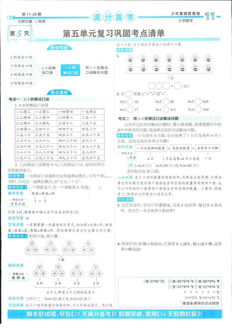 15天满分备考-2年级上册数学北师版(1)_2024年人教版小学数学一二三四五六年级上册下册期中期末试a0747_小学全科《同步练习+精品试卷》打包下载（1-6年级单元月考期中期末试卷）