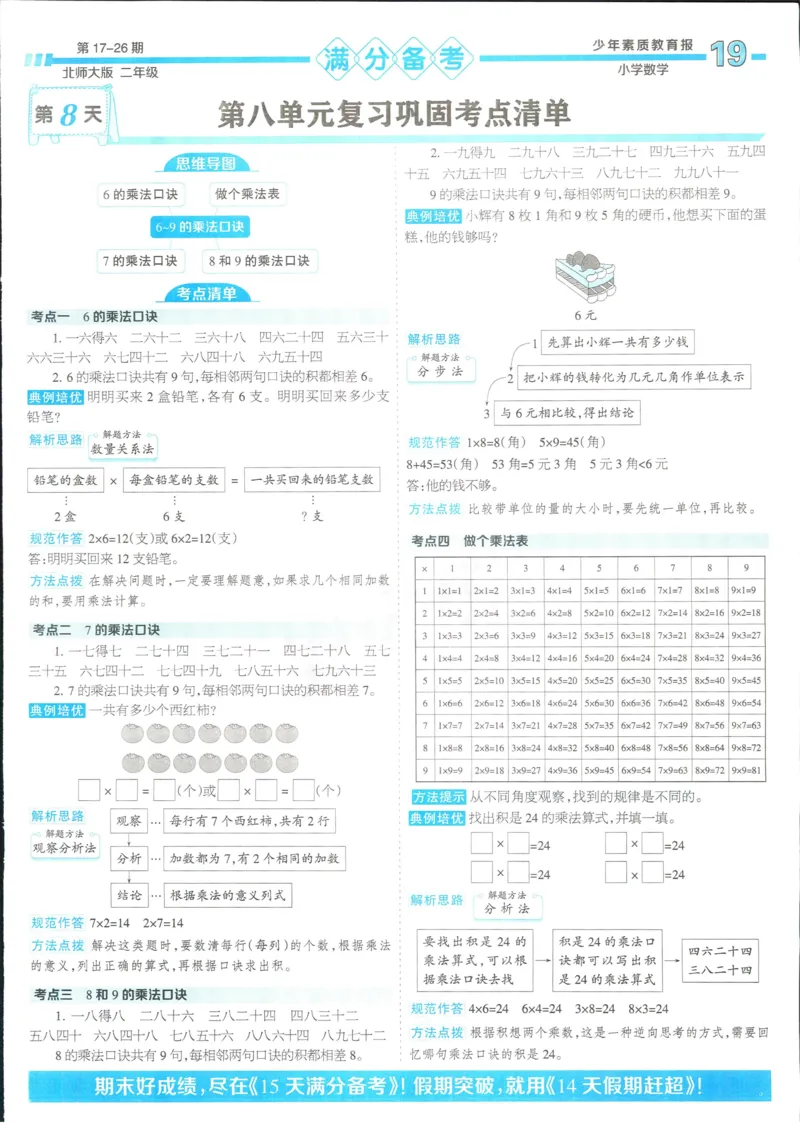 15天满分备考-2年级上册数学北师版(1)_2024年人教版小学数学一二三四五六年级上册下册期中期末试a0747_小学全科《同步练习+精品试卷》打包下载（1-6年级单元月考期中期末试卷）
