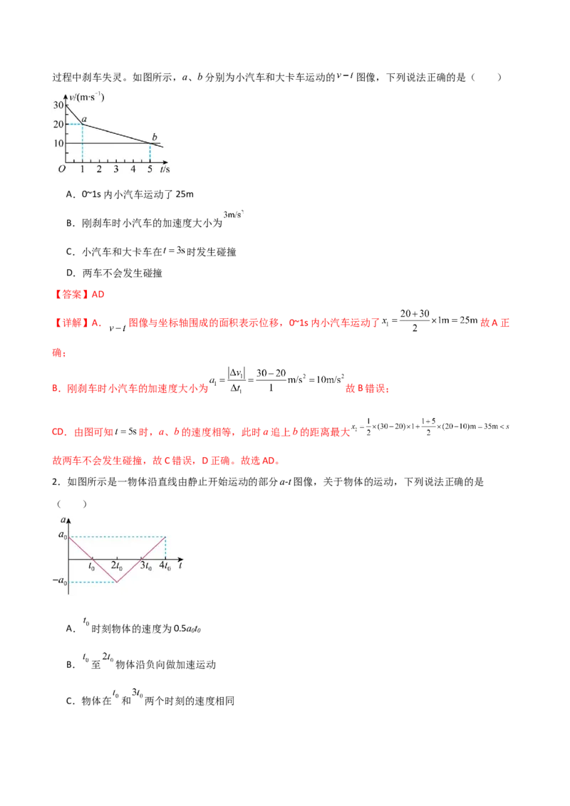 专题01图像法（解析版）_2025高中物理模型方法技巧高三复习专题练习讲义_高考物理备考方法