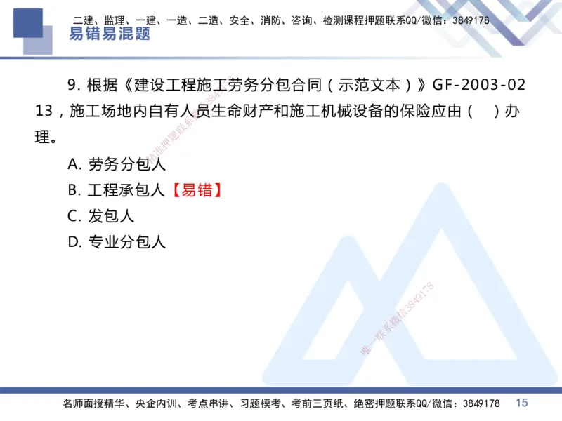 01.2025王晓丹-易错易混题讲解-管理_2026年一级建造师_2026年一建管理_2025年一建管理SVIP_04-冲刺串讲✿考点强化✿小灶集训_39-管理《易错易混讲解》黄雨诗HX_讲义