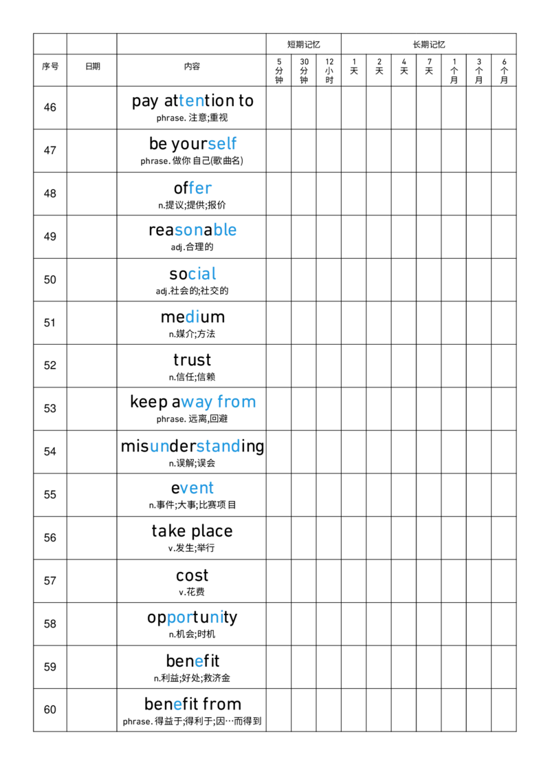 2025秋人教版八年级上册英语U8艾宾浩斯记忆表单词默写_初中英语新版_最新人教版英语八年级上册_新版_初中英语8上新更新第三套可选择_10单词默写+字帖_单词表