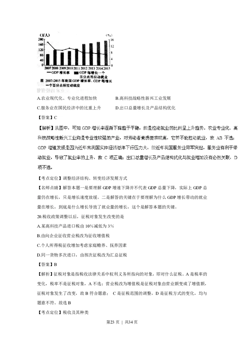 2016年高考政治试卷（上海）（解析）_政治历年高考真题_新&middot;PDF版2008-2025&middot;高考政治真题_政治（按省份分类）2008-2025_2008-2017&middot;（上海）政治高考真题