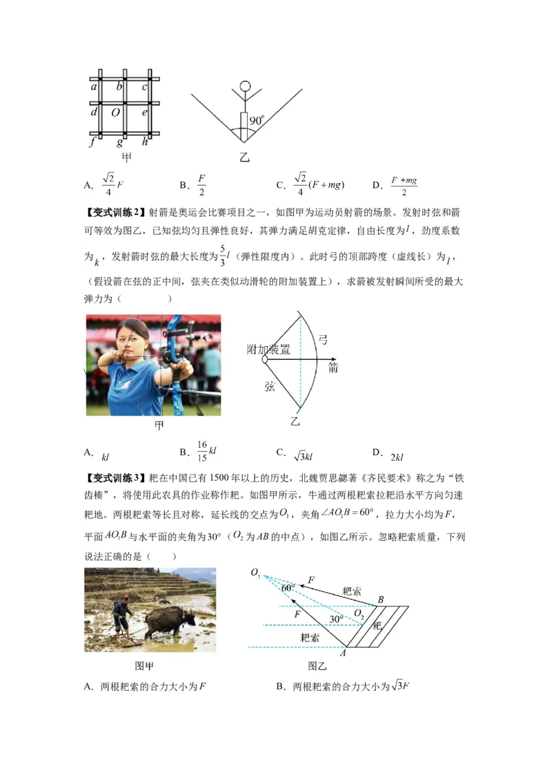 专题03弹力、摩擦力以及力的合成与分解（原卷版）_2025高中物理模型方法技巧高三复习专题练习讲义_新版高考物理模型与方法